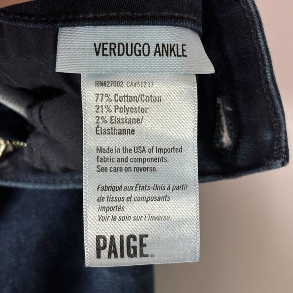 Paige Women's Verdigo Ankle Kaiya Dark Wash Skinny Jeans Size 24 - Picture 9 of 10